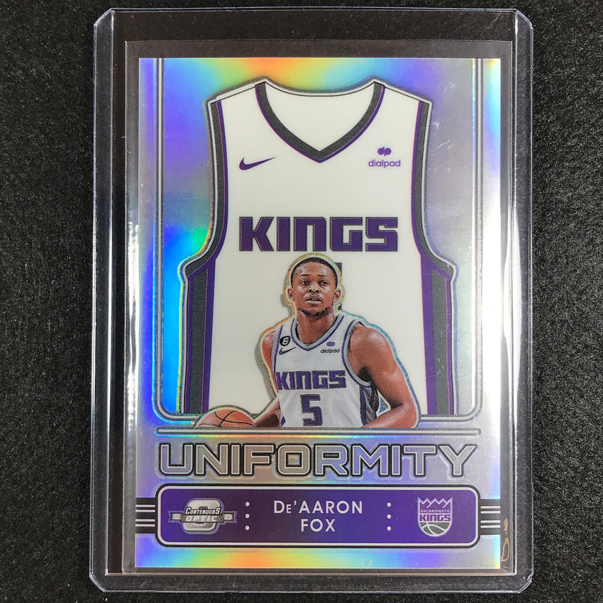 2022-23 Contenders Optic Deaaron Fox Uniformity Silver Prizm No 23