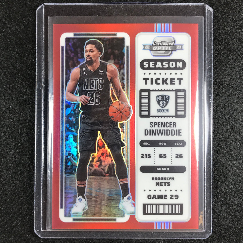 2022-23 Contenders Optic SPENCER DINWIDDIE Season Ticket Red #6