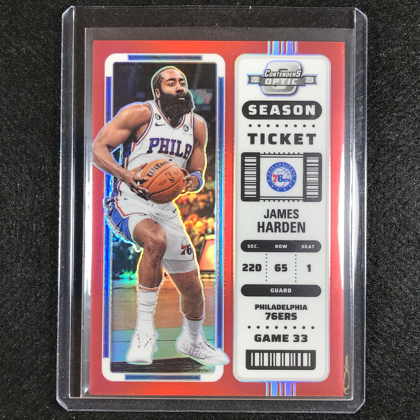 2022-23 Contenders Optic JAMES HARDEN Season Ticket Red #11