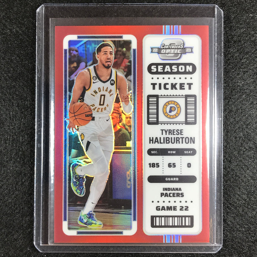 2022-23 Contenders Optic Tyrese Haliburton Season Ticket Red No 20
