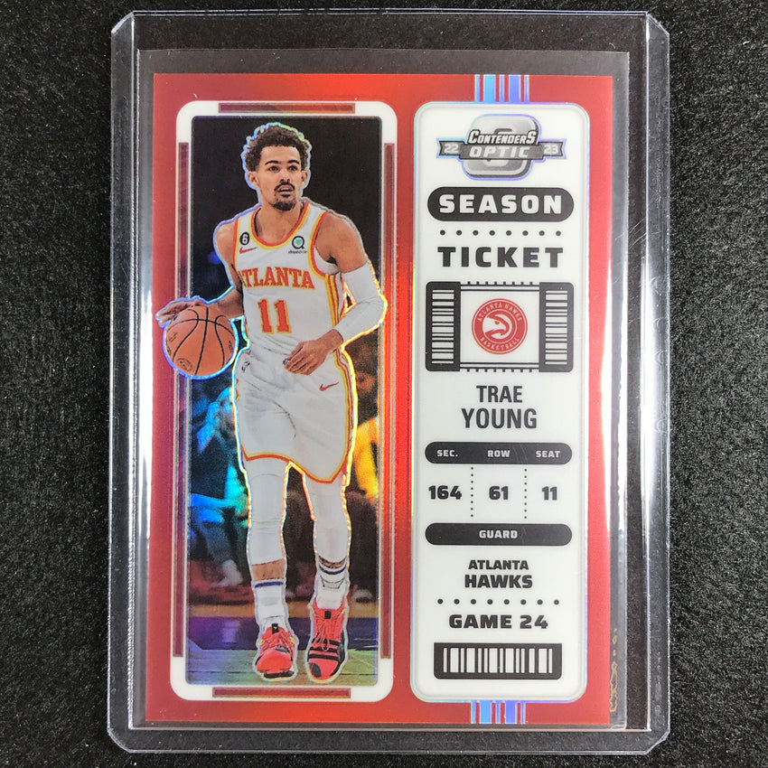 2022-23 Contenders Optic Trae Young Season Ticket Red No 31