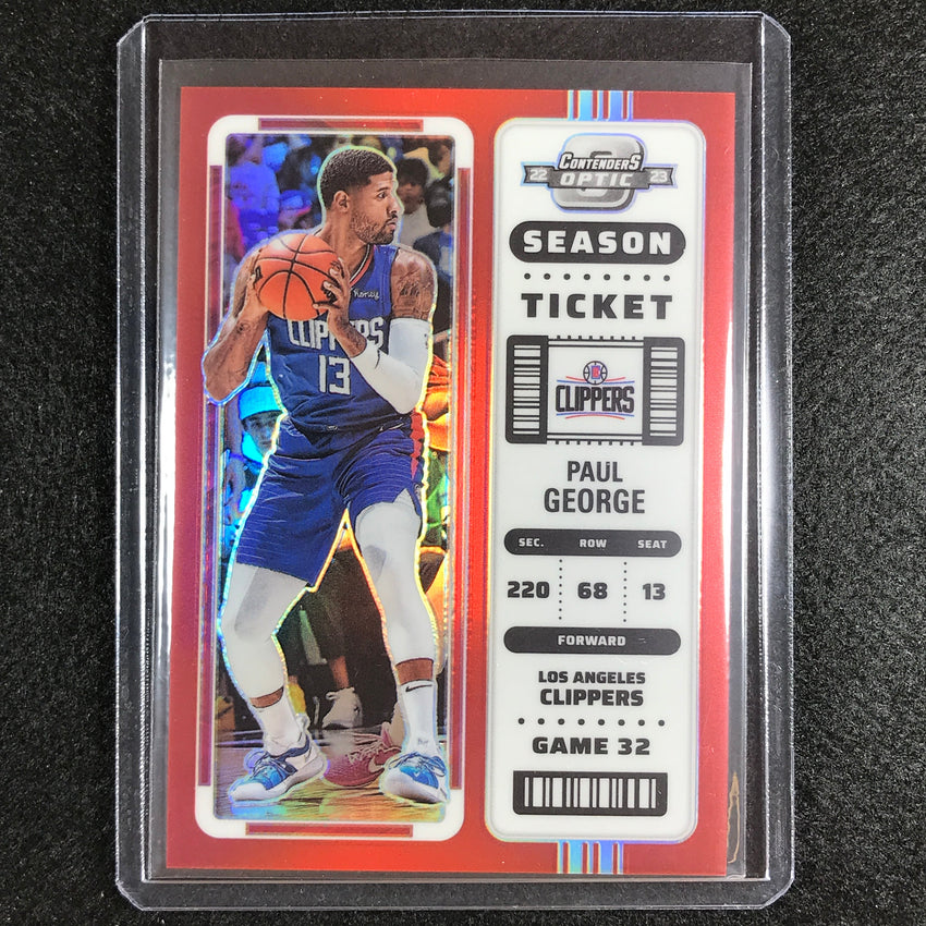 2022-23 Contenders Optic Paul George Season Ticket Red No 97