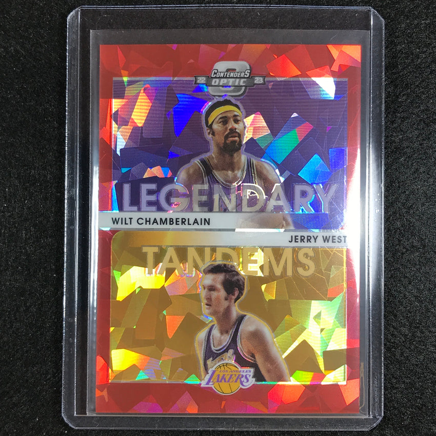 2022-23 Contenders Optic Jerry West Wilt Chamberlain Legendary Tandem Red Ice No 8