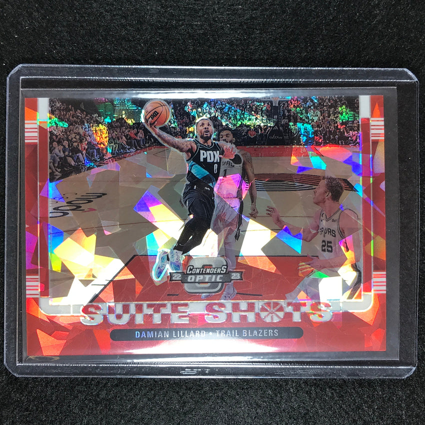 2022-23 Contenders Optic Damian Lillard Suite Shots Red Cracked Ice No 11