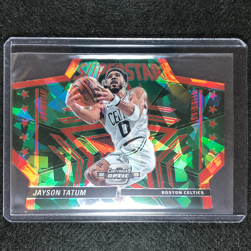 2022-23 Contenders Optic Jayson Tatum Superstars Die-cut Red Cracked Ice No 4