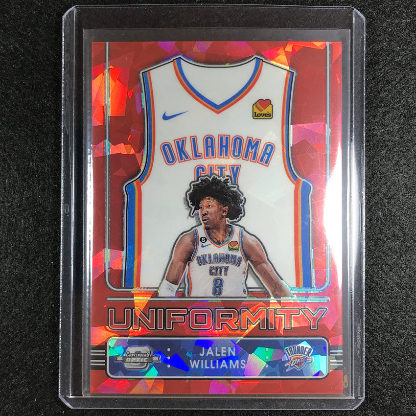 2022-23 Contenders Optic Jalen Williams Uniformity Rookie Red Cracked Ice No 24