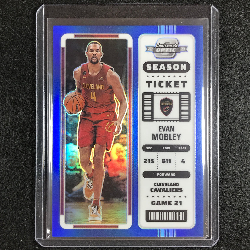 2022-23 Contenders Optic EVAN MOBLEY Season Ticket Blue 9/99 #19