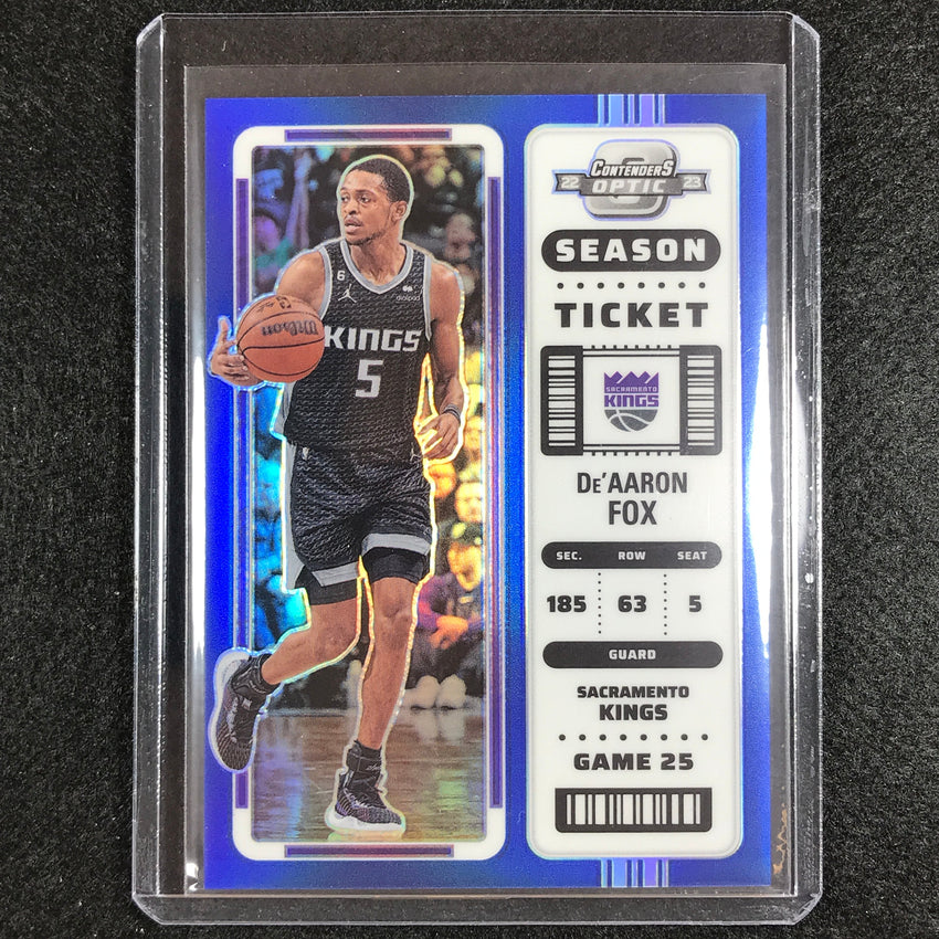 2022-23 Contenders Optic Deaaron Fox Season Ticket Blue 99/99 No 81