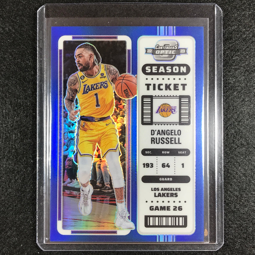 2022-23 Contenders Optic Dangelo Russell Season Ticket Blue 33/99 No 99