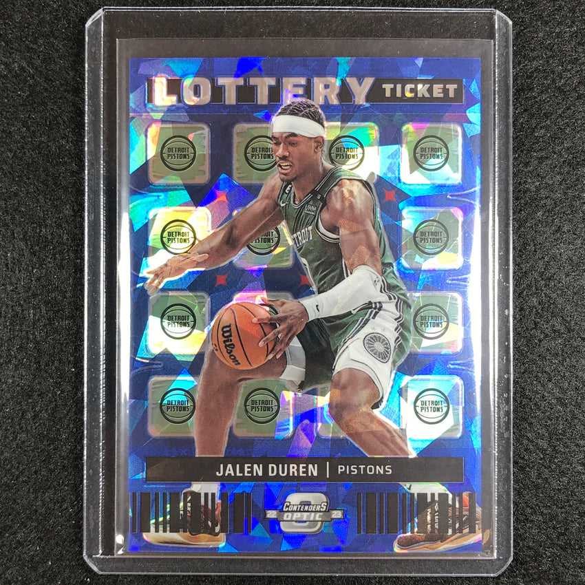2022-23 Contenders Optic Jalen Duren Lottery Ticket Rookie Blue Ice 23/75