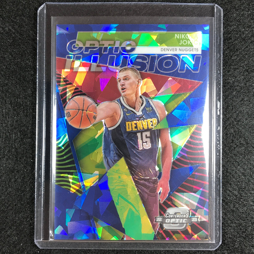2022-23 Contenders Optic Nikola Jokic Optic Illusion Blue Cracked Ice 69/75