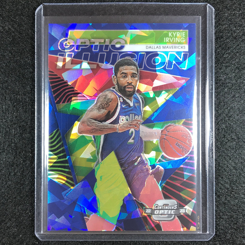 2022-23 Contenders Optic Kyrie Irving Optic Illusion Blue Cracked Ice 9/75
