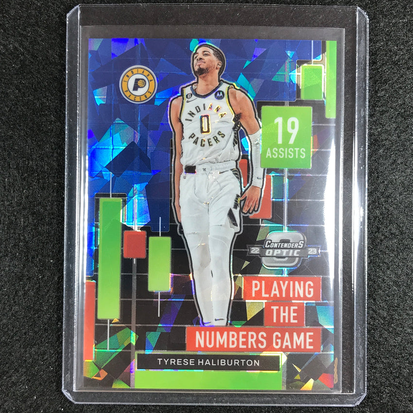 2022-23 Contenders Optic Tyrese Haliburton Playing Numbers Game Blue Ice 44/75