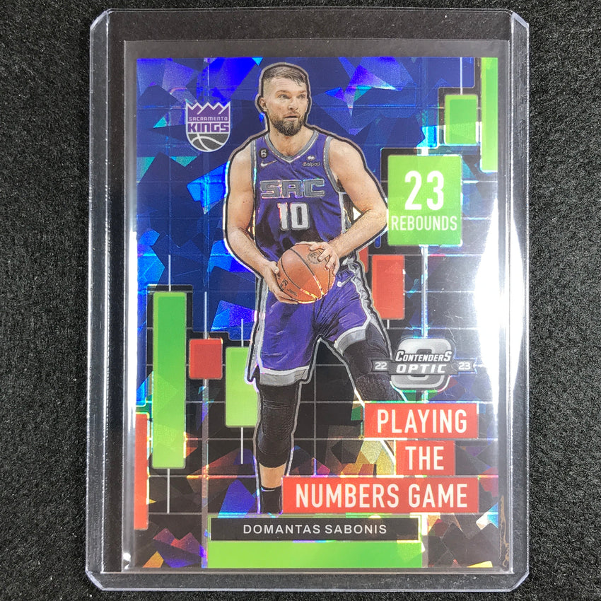2022-23 Contenders Optic Domantas Sabonis Playing Numbers Game Blue Ice 40/75