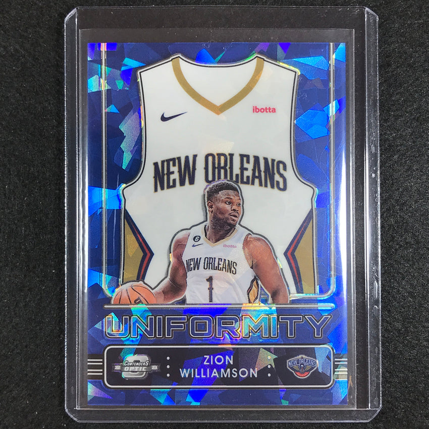 2022-23 Contenders Optic Zion Williamson Uniformity Blue Cracked Ice 61/75