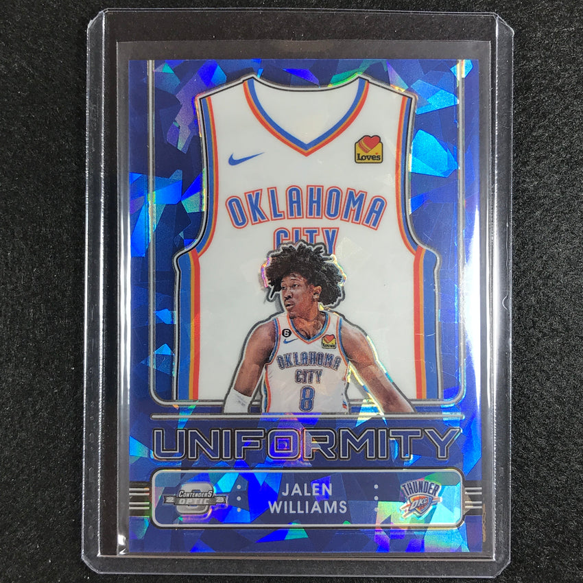 2022-23 Contenders Optic Jalen Williams Uniformity Rookie Blue Cracked Ice 38/75