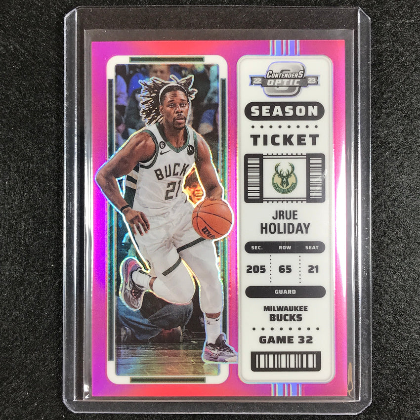 2022-23 Contenders Optic Jrue Holiday Season Ticket Pink 70/75