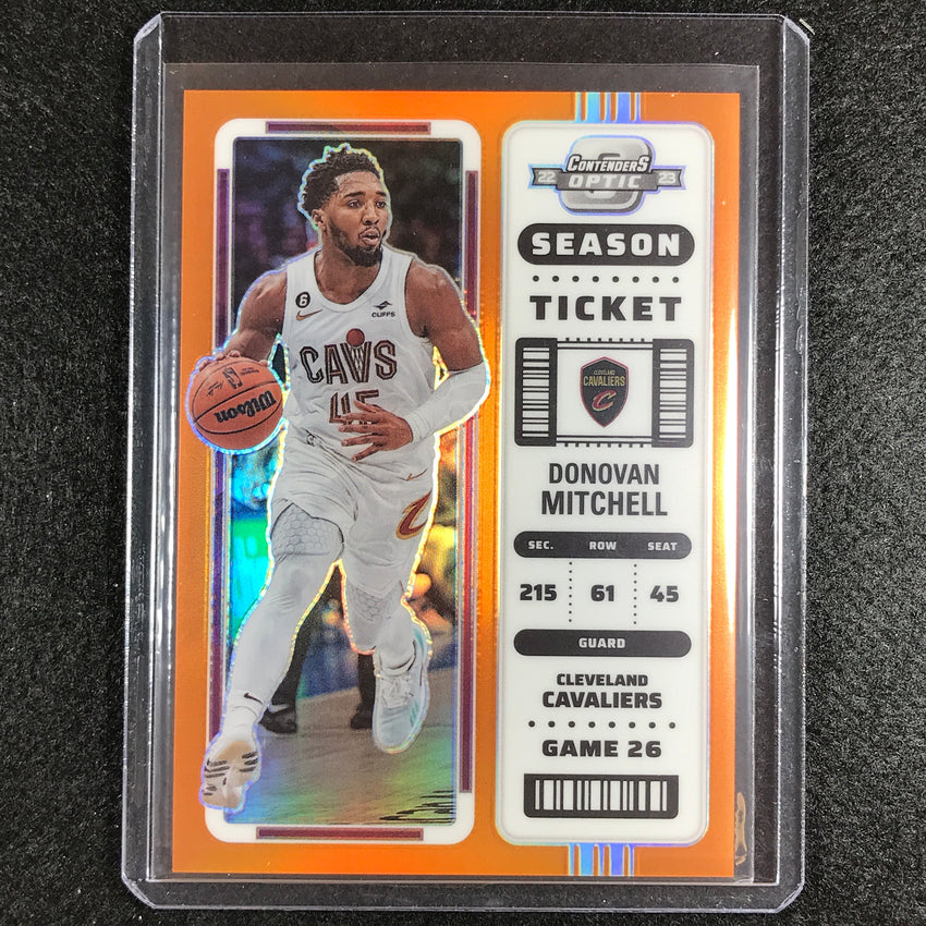 2022-23 Contenders Optic Donovan Mitchell Season Ticket Orange 21/49
