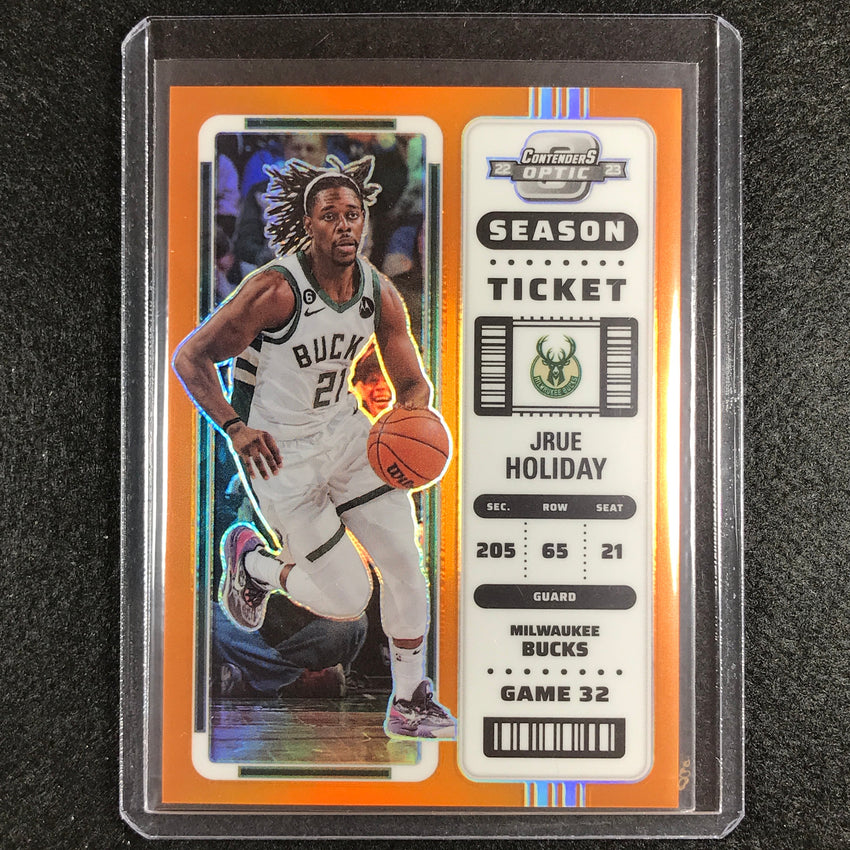 2022-23 Contenders Optic Jrue Holiday Season Ticket Orange 39/49