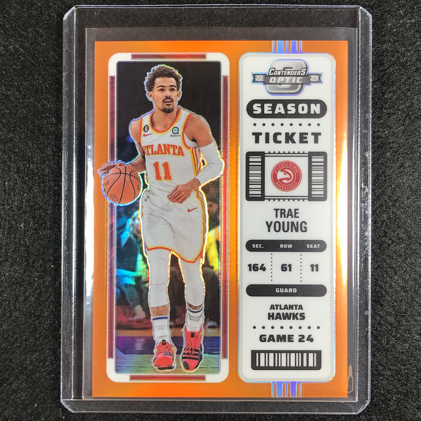 2022-23 Contenders Optic Trae Young Season Ticket Orange 13/49