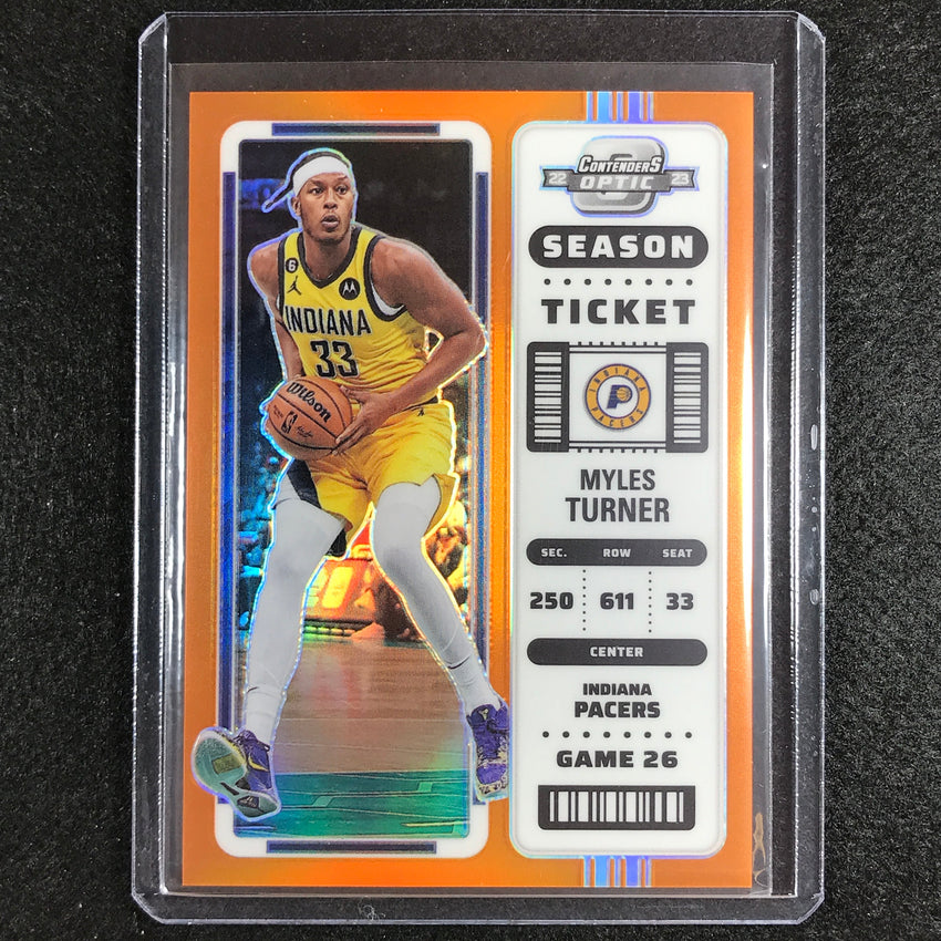 2022-23 Contenders Optic Myles Turner Season Ticket Orange 34/49