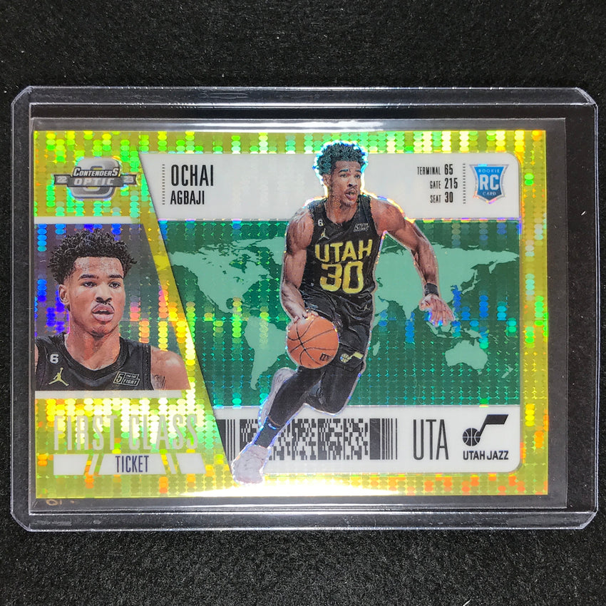2022-23 Contenders Optic Ochai Agbaji First Class Rookie Green Pulsar 11/25