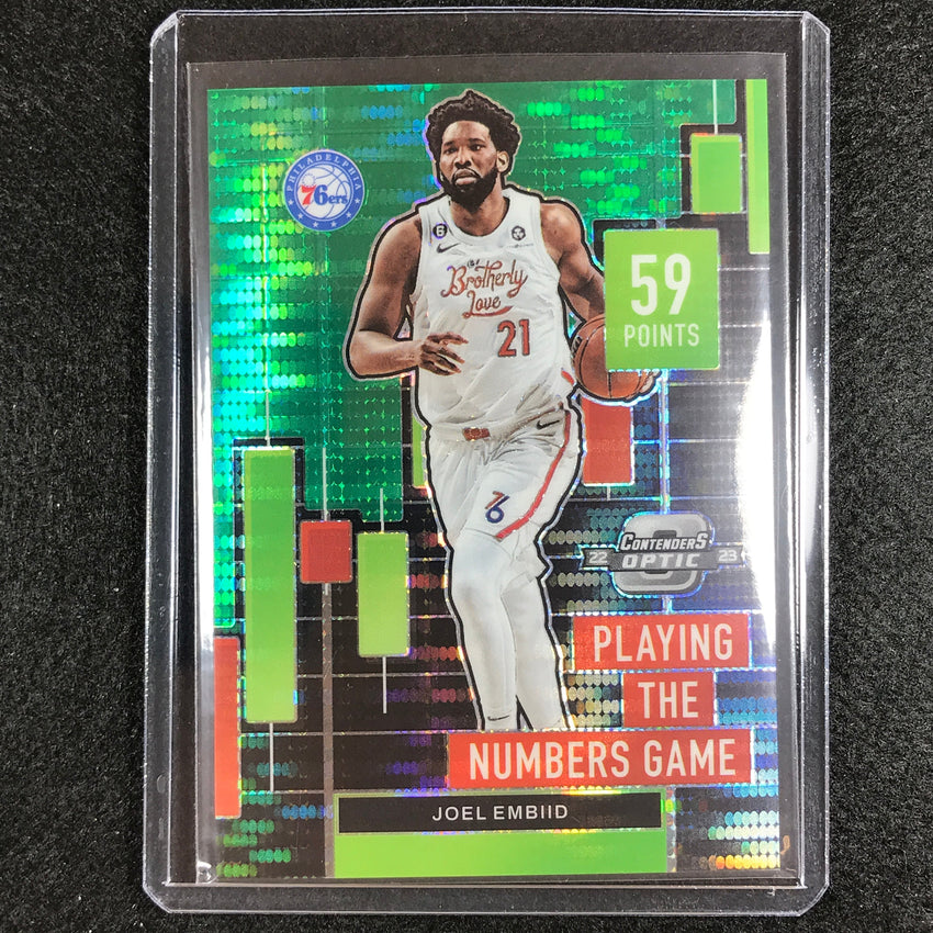 2022-23 Contenders Optic Joel Embiid Playing Numbers Game Green Pulsar 20/25