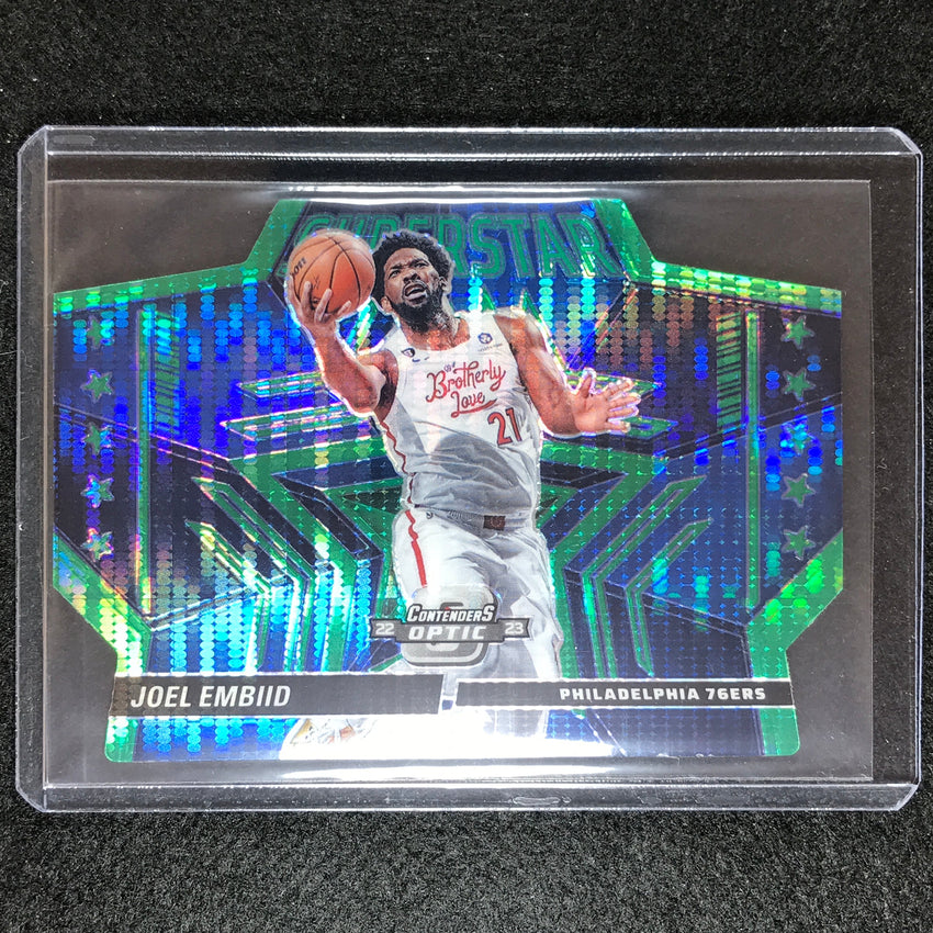 2022-23 Contenders Optic Joel Embiid Superstar Die-cut Green Pulsar 18/25
