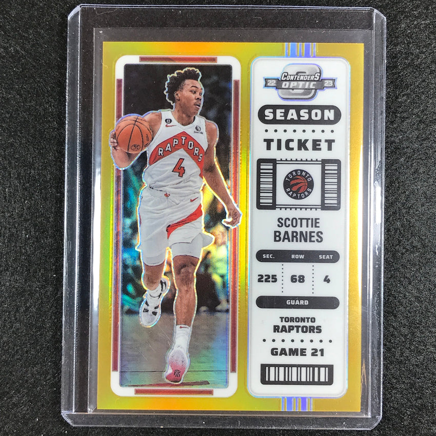 2022-23 Contenders Optic Scottie Barnes Season Ticket Gold Prizm 9/10