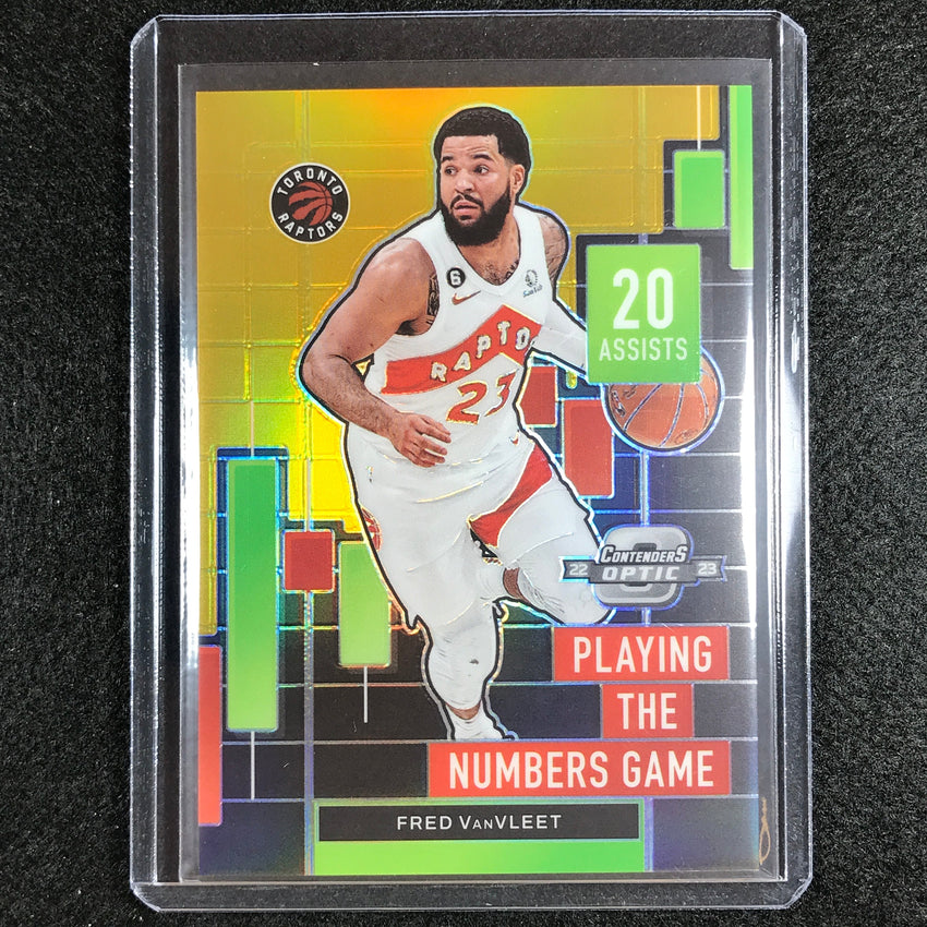 2022-23 Contenders Optic Fred Vanvleet Playing Numbers Game Gold Prizm 5/10
