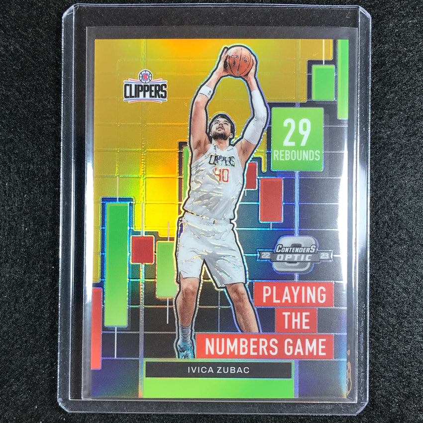 2022-23 Contenders Optic Ivica Zubac Playing Numbers Game Gold Prizm 6/10