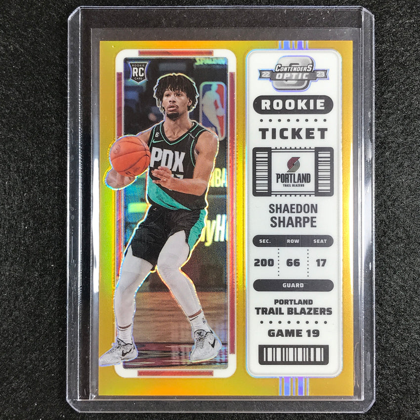 2022-23 Contenders Optic Shaedon Sharpe Rookie Ticket Gold Prizm 7/10