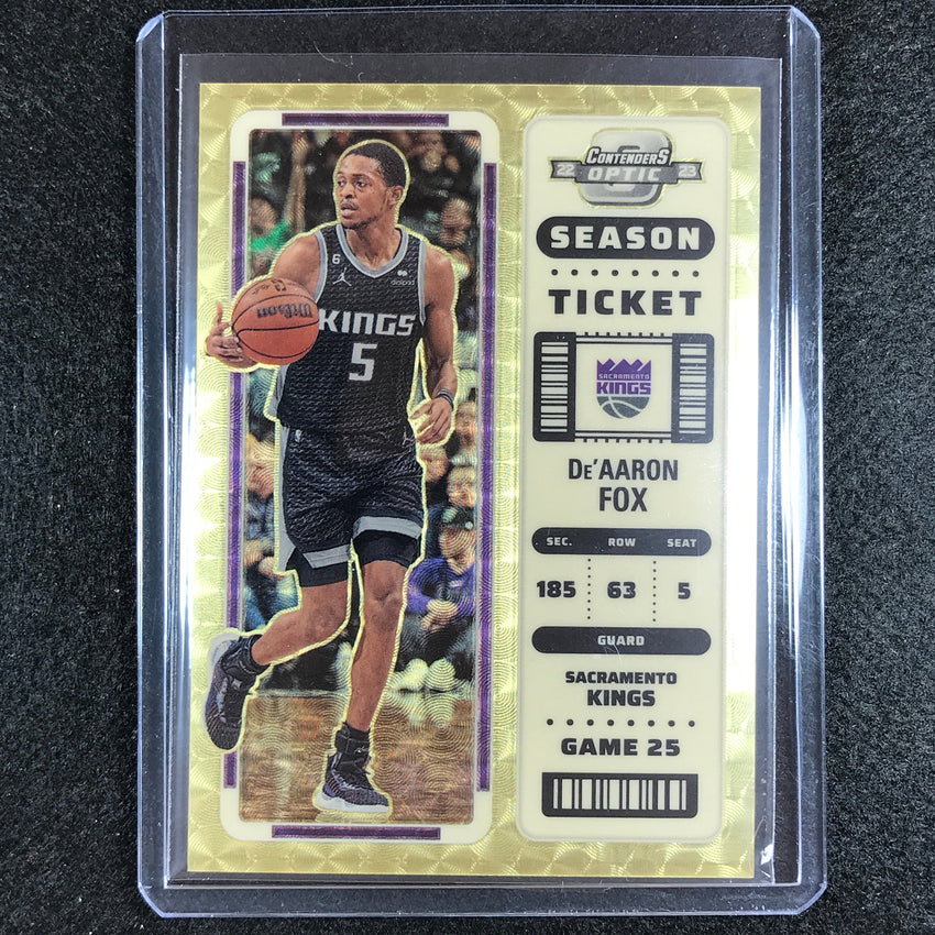 2022-23 Contenders Optic Deaaron Fox Season Ticket Gold Vinyl 1/1