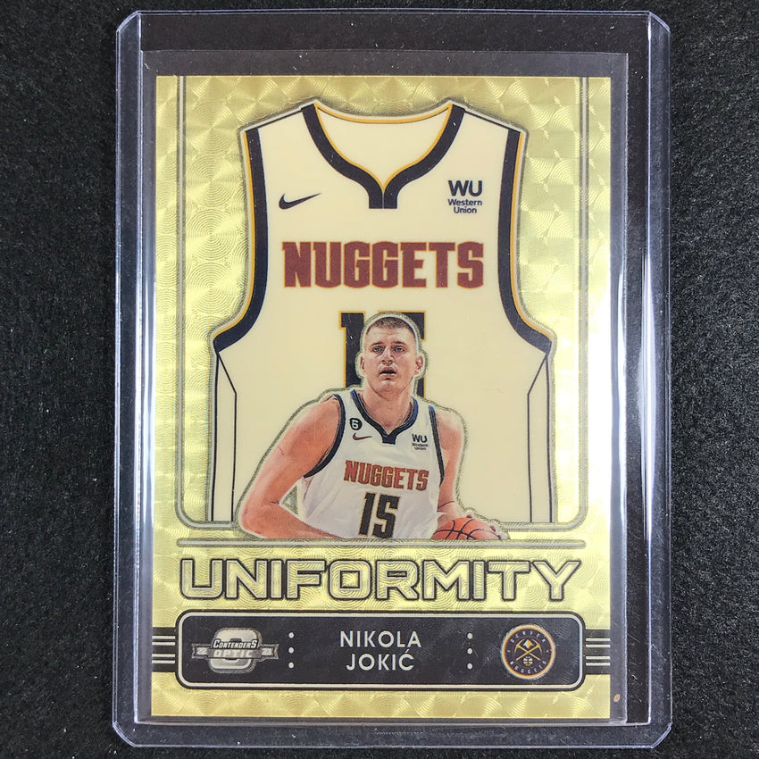 2022-23 Contenders Optic Nikola Jokic Uniformity Gold Vinyl 1/1