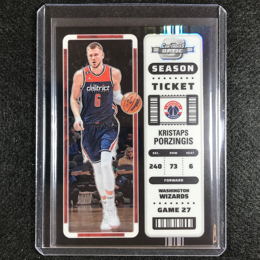 2022-23 Contenders Optic KRISTAPS PORZINGIS Season Ticket Black Pandora SSP #47
