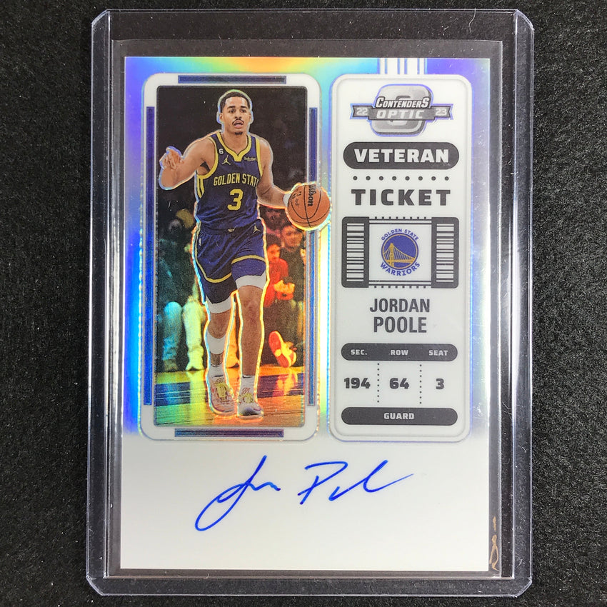 2022-23 Contenders Optic Jordan Poole Veteran Ticket Auto Silver Prizm No Jpw