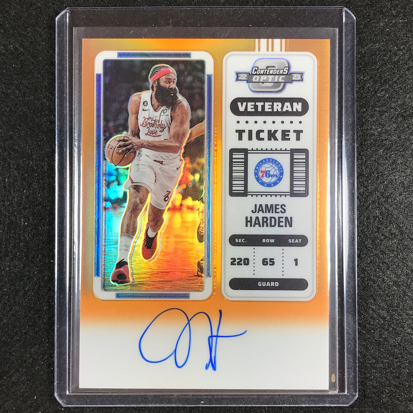 2022-23 Contenders Optic James Harden Veteran Ticket Auto Orange 7/15