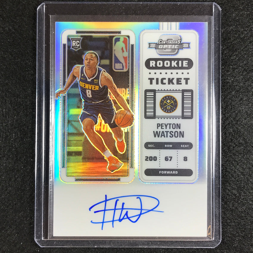 2022-23 Contenders Optic Peyton Watson Rookie Ticket Auto Silver Prizm No 101