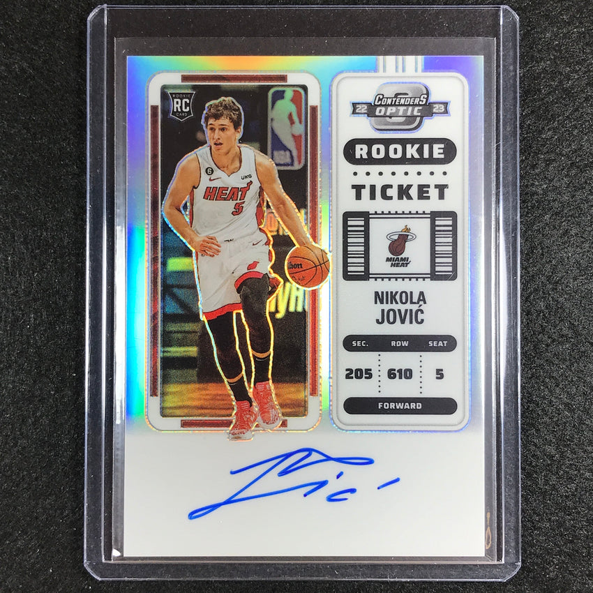 2022-23 Contenders Optic Nikola Jovic Rookie Ticket Auto Silver Prizm No 120