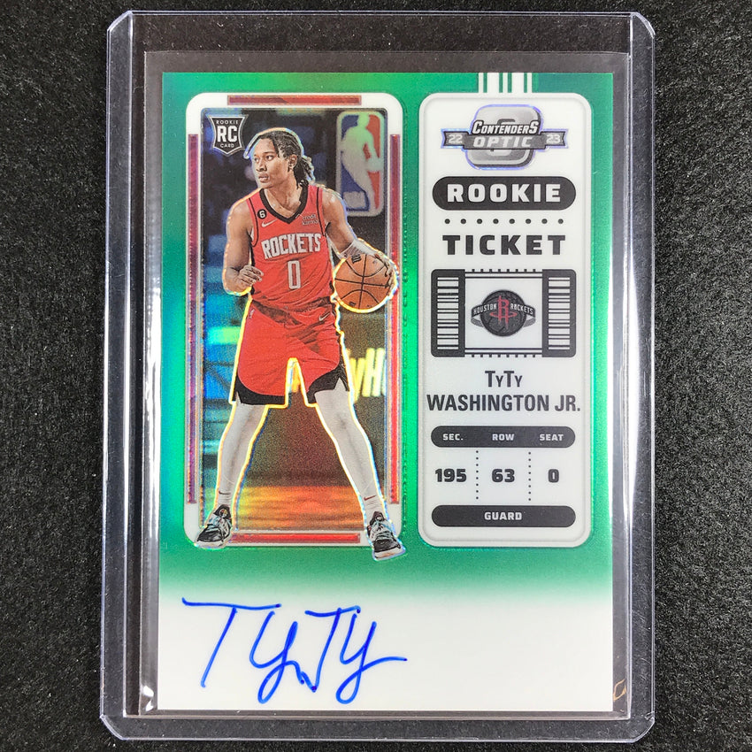 2022-23 Contenders Optic Tyty Washington Jr. Rookie Ticket Auto Green 70/75