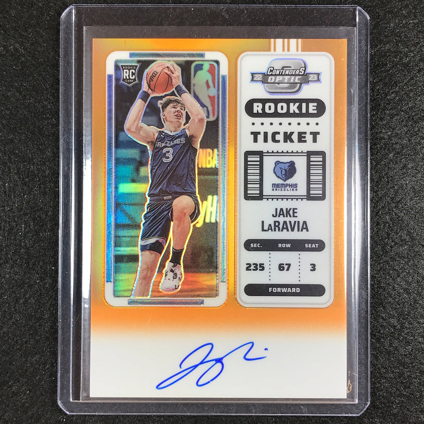 2022-23 Contenders Optic Jake Laravia Rookie Ticket Auto Orange 4/25