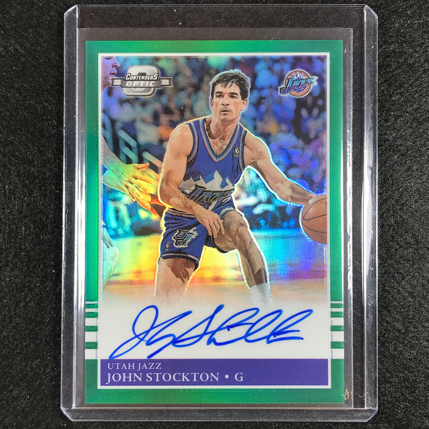 2022-23 Contenders Optic John Stockton 1985 Tribute Auto Green 43/49