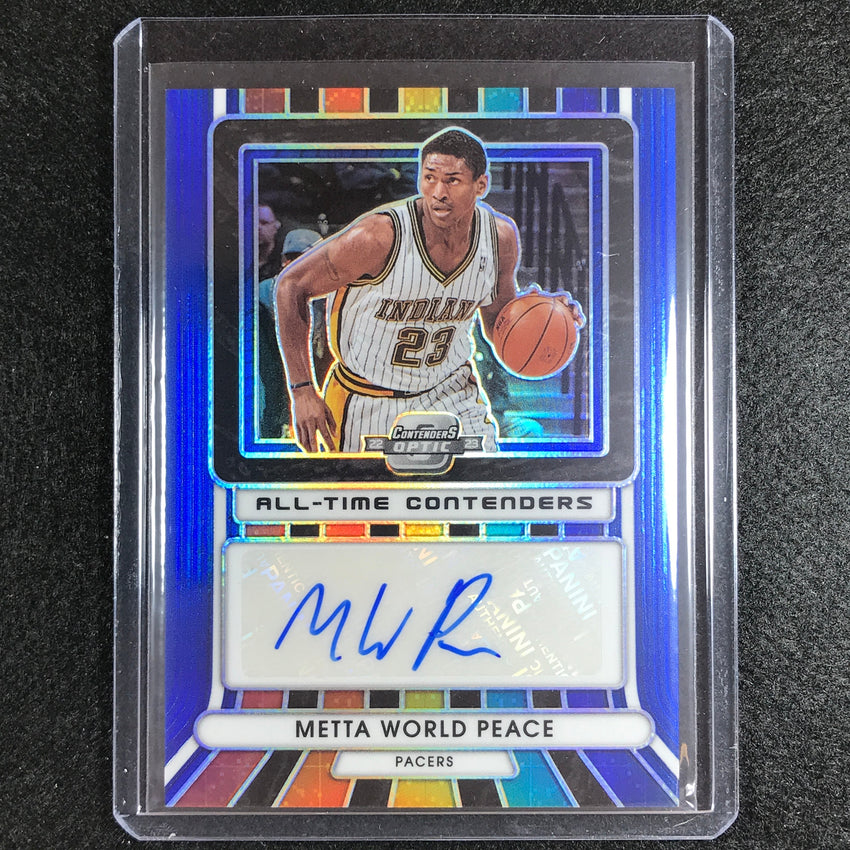 2022-23 Contenders Optic Metta World Peace All-time Contenders Auto Blue 17/75