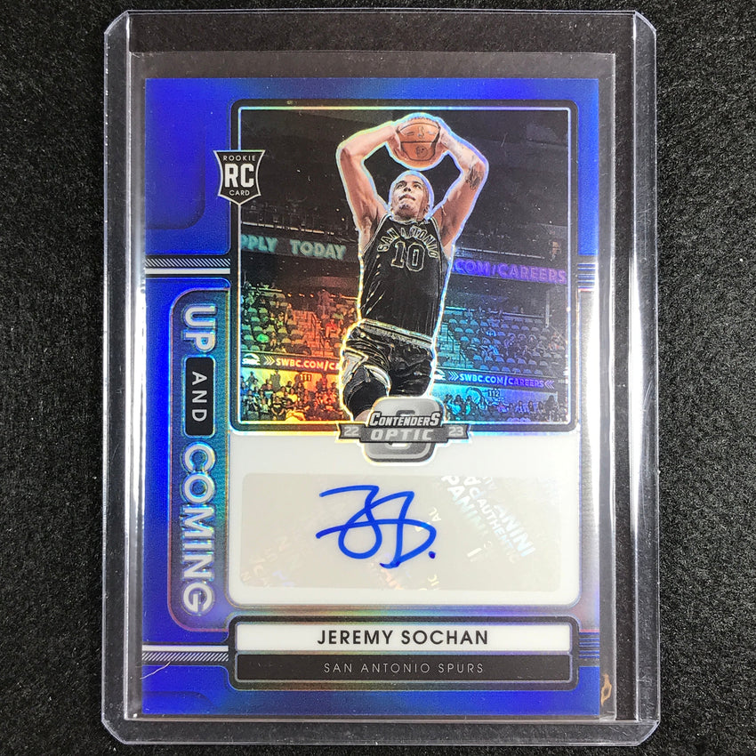 2022-23 Contenders Optic Jeremy Sochan Up And Coming Rookie Auto Blue 61/75