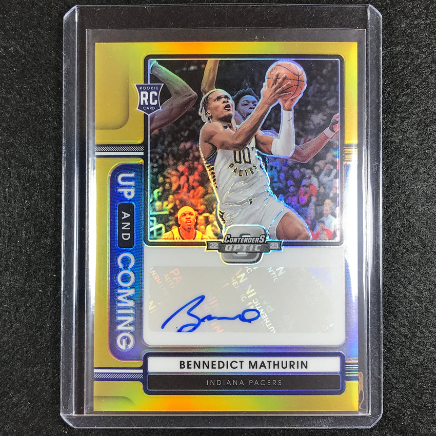 2022-23 Contenders Optic Bennedict Mathurin Up And Coming Rookie Auto Gold 5/10