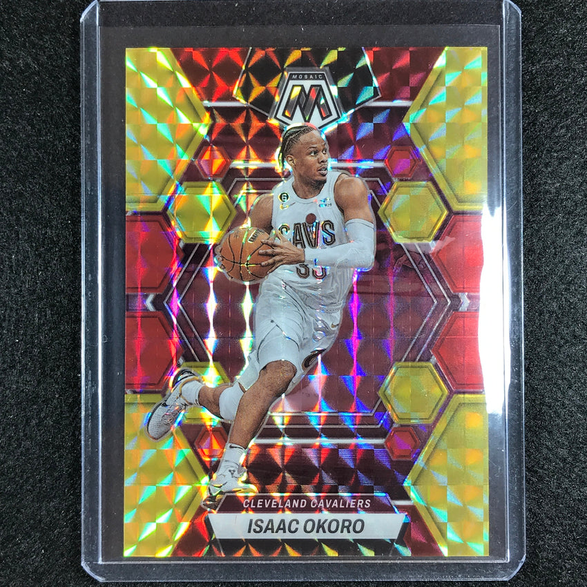 2022-23 Mosaic Isaac Okoro Choice Fusion Red And Yellow 53/88 No 45