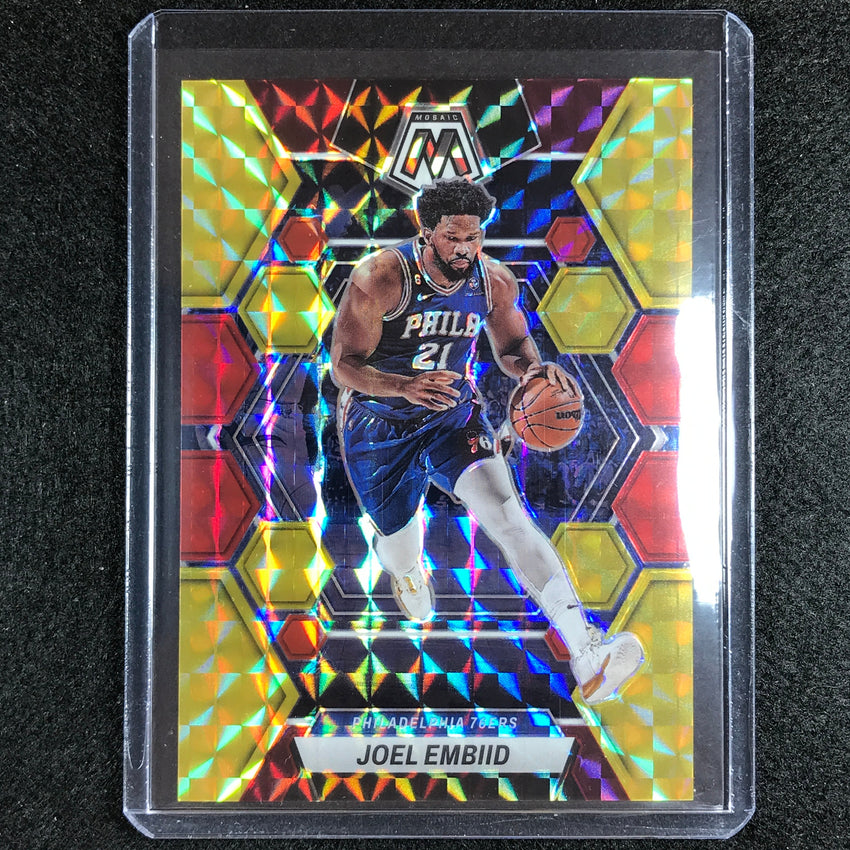 2022-23 Mosaic Joel Embiid Choice Fusion Red And Yellow 53/88 No 141