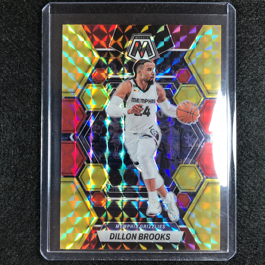 2022-23 Mosaic Dillon Brooks Choice Fusion Red And Yellow 2/88 No 189