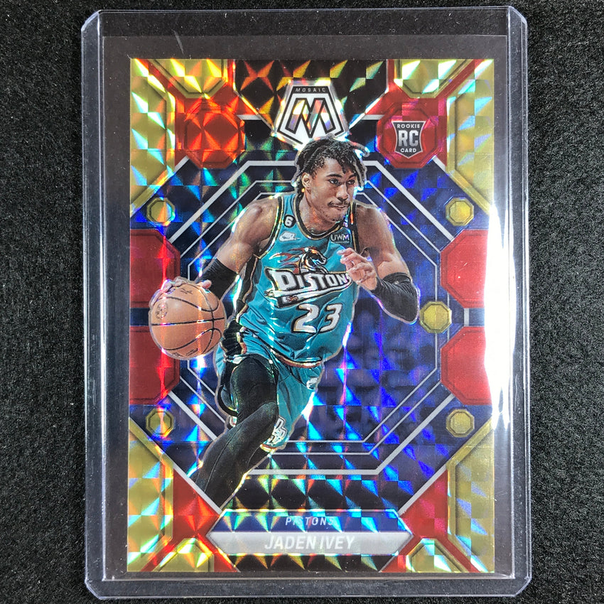 2022-23 Mosaic Jaden Ivey Rookie Choice Fusion Red And Yellow 37/88 No 216