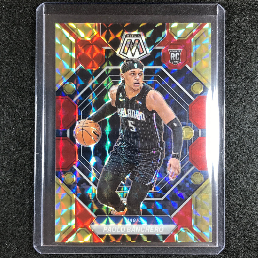 2022-23 Mosaic Paolo Banchero Rookie Choice Fusion Red And Yellow 22/88 No 231